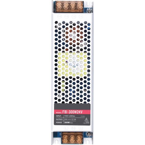 Alimentation LED longue bande 24V 300W AC 190-240V, transformateur industriel pour contrôle et éclairage.