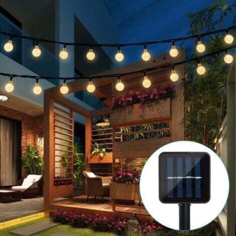 Catena luminosa a LED solare lunga 6,5 m – 30 sfere di cristallo impermeabili – 8 modalità di illuminazione – IP65 impermeabile per uso esterno (1/5)