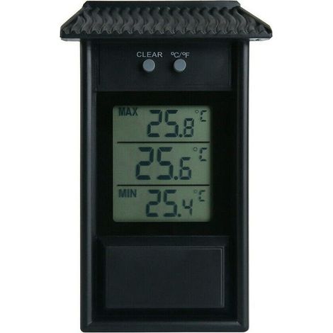 Thermomètre numérique pour serre – Thermomètre max et min pour surveiller les températures maximales et minimales, accessoire de serre mural pour intérieur ou extérieur Noir (1/5)