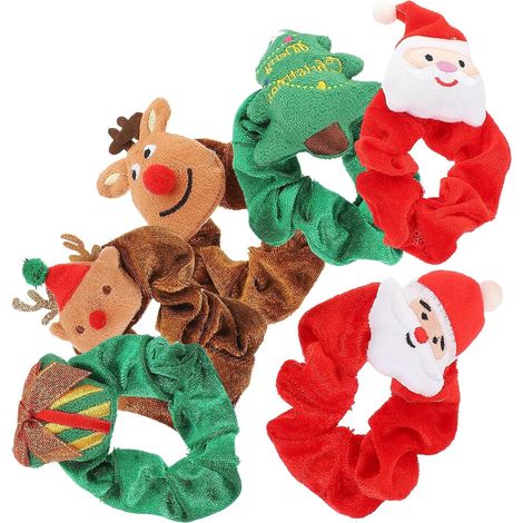piezas de accesorios navideños para el cabello en cuerda, con estampado de dibujos animados. (1/5)