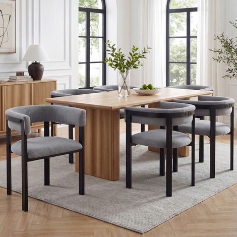 Pack de 6 sillas de comedor 61x50x76 cm en chenilla y metal gris, confort estable – MEUBLIV (1/5)