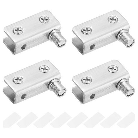 2 Pack Glass Door 90° Pivot Hinge, No-Drill Glass, Stainless Steel, Fit for 5-8mm Glass (1/4)