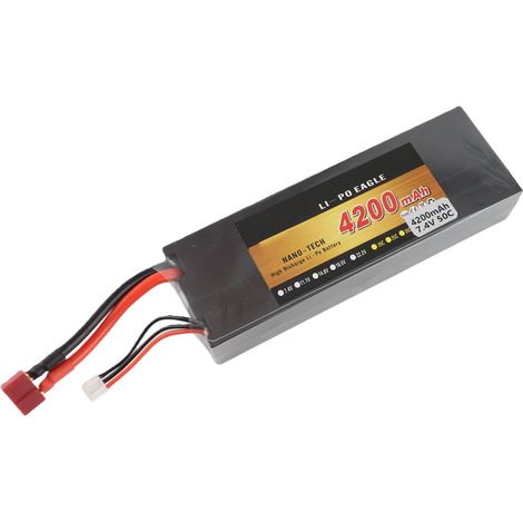 Batterie au lithium de remplacement 7,4 V 4200 mAh 50C 2S, légère, avec boîtier rigide, pour voitures et camions RC 1/8 et 1/10 (1/5)