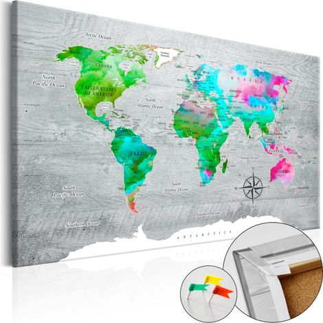 Tableau en Liège "Carte du Monde - Green Paradise" 40 x 60 cm (1/2)