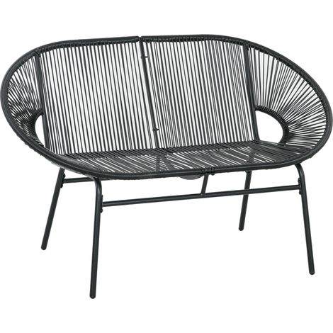 2-Sitzer-Gartenbank aus schwarzem Polyrattan mit Stahlgestell HOMVRA (1/5)