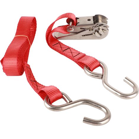 Sangles de Serrage 25mm Rouges Antirouille, Courroies à Cliquet 1in pour Transport de Véhicule et Navire, Fixation Robustes (1/5)