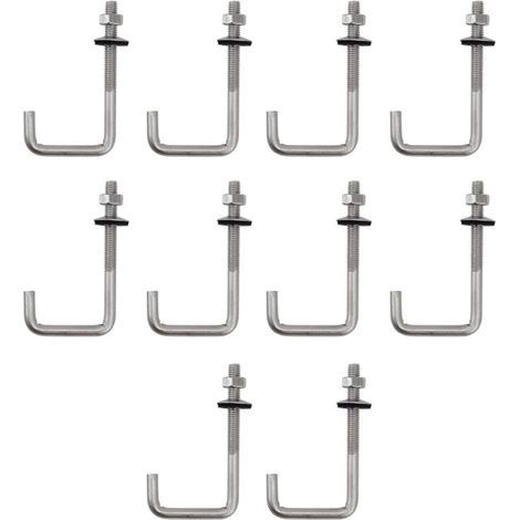 (10 pièces) Boulon d'ancrage de toit M6x25x100mm en acier inoxydable 304, crochet en J, crochet mural, crochets à tige longue avec écrou hexagonal, vis d'ancrage pour béton