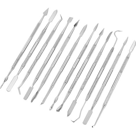 Ensemble de 12 outils de sculpture sur cire, outil de sculpture de modèles dentaires en cire à double extrémité, bâtonnet dentaire, outil de sculpture en pâte polymère (1/5)
