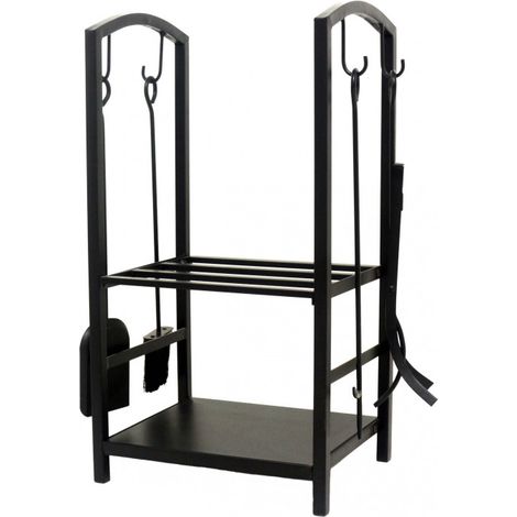 Range bûche avec serviteur 2 étages porte buche, étagère à bois