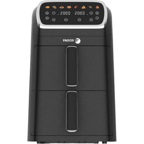 Fagor – Friteuse sans huile FG7503 – Capacité 8 L – Double cuves 4 L – 8 programmes automatiques – 2600 W pour cuisson rapide (1/4)
