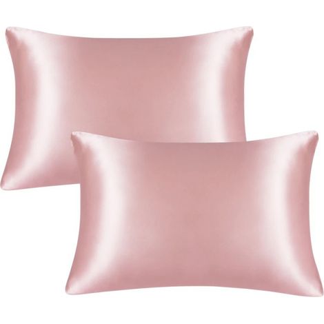 Taies d'oreiller en satin de soie pour les cheveux et la peau, lot de 2 taies d'oreiller standard ultra douces avec fermeture portefeuille (1/5)