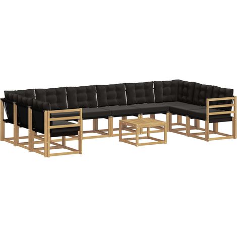 Conjunto de sofás de exterior 11 uds. Blanco y Negro vidaXL (1/5)