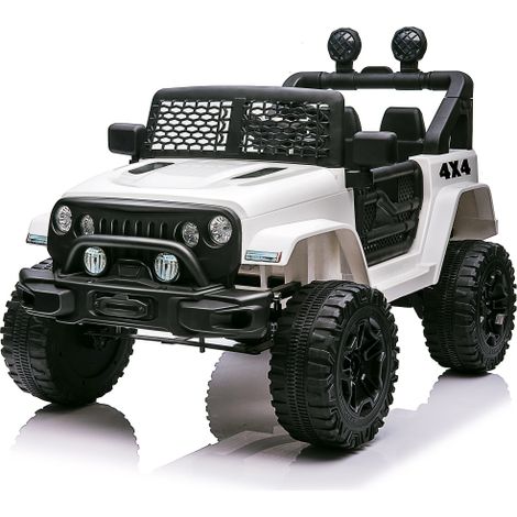 Voiture électrique enfant, 2 sièges pour enfants avec télécommande 2,4G, with klaxon, feux avant. Véhicule 12V pour enfants de 37 à 95 mois (Blanc), KINSI (1/5)