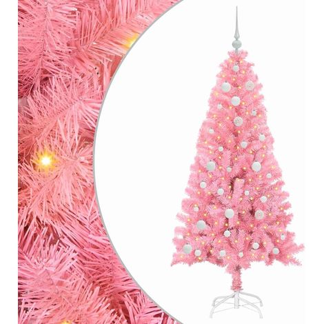 Sapin de Noël  Arbre de Noël avec 150 LED avec support Rose 150 cm PVC (1/5)