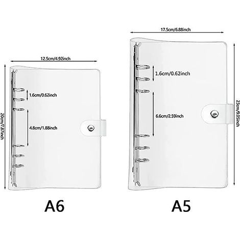 classeur En Pvc Souple Transparent Couverture De Protection Pour Carnet De Notes Classeurs Anneaux 6 Trous Rechargeable Pour A5/a6 Feuilles Volan (1/5)