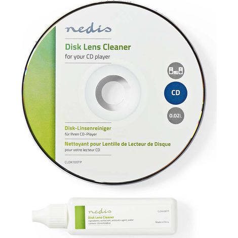 Nettoyant lentille disque 20 ml – Nettoyage rapide et efficace – Prolonge la durée de vie des lecteurs CD – Pour un son optimal – Nedis (1/3)