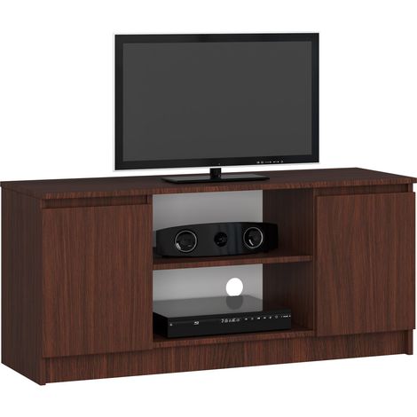 Mueble de TV AKORD Wenge 120 cm 2 puertas frente en color Wenge 2 estantes 120x40x55 cm (1/5)