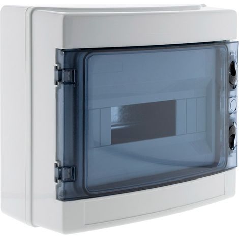 Coffret électrique étanche IP65 8 modules – Accessoires : porte, rail din métal, bornier terre – Installation pour abri jardin (1/5)
