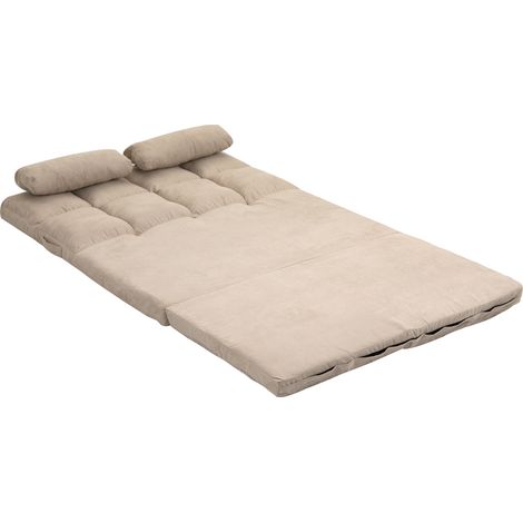 Fauteuil au sol 2 en 1 dossier inclinable 102x73x60 cm beige salon détente (1/4)