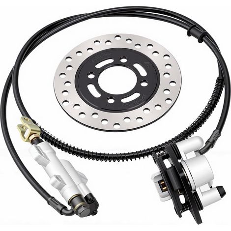Ensemble de Frein Hydraulique Arrière, Tuyau Flexible de 1,5 M avec Plaquettes, étrier Principal de Frein Hydraulique Gauche pour Go Kart ATV 4 Roues (1/5)