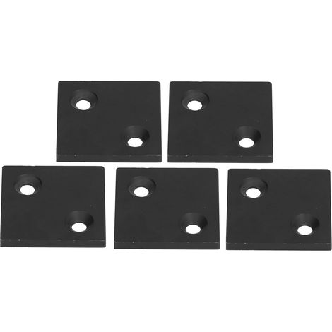Lot de 5 embouts de profilés en alliage d'aluminium à double fente, plaques de fixation industrielles, noires (1/5)