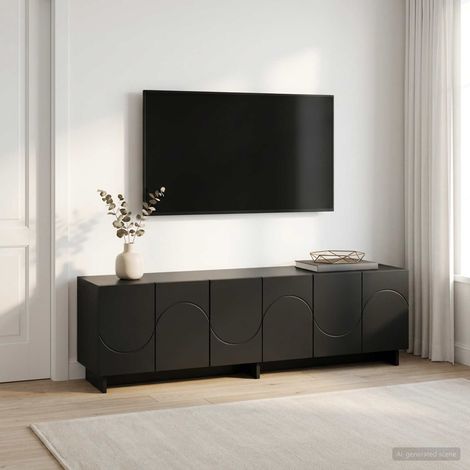 vidaXL TV Stand 140 x 34.5 x 40 cm Black Engineered Wood (1/5)
