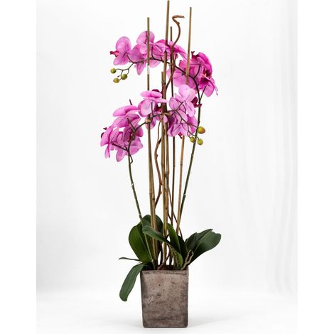 PHALAENOPSIS ORCHIDEA ARTIFICIALE 80CM CON VASO QUADRATO ROSA (1/2)
