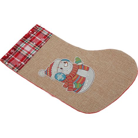 Chaussettes de Noël à décorer avec des strass, motif bonhomme de neige mignon, chaussettes à suspendre pour loisirs créatifs et cadeaux. (1/5)