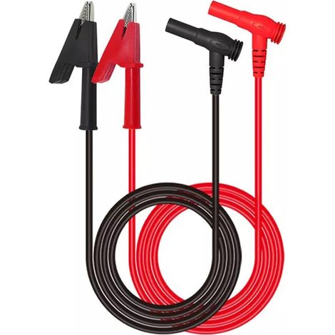 Cables de prueba con pinzas de cocodrilo de 1 m, cables de prueba para multímetro de 4 mm con conector banana a pinza de cocodrilo de 15 A y 1000 V, 1 par