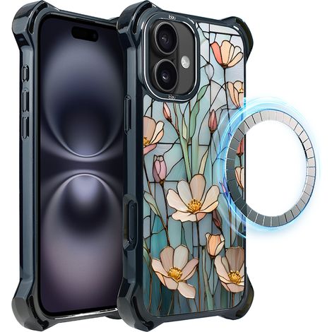 Custodia ibizu DropGuard Ultra per iPhone 16 con MagSafe, colori in vetro, Wildflower Whisper (1/5)