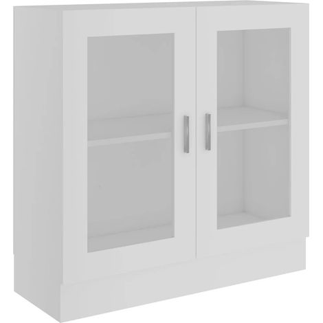 Armoire à vitrine classique épurée 82,5 x 30,5 x 80 cm 2 compartiments décorative en bois d'ingénierie blanc (1/5)
