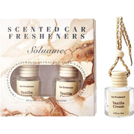 Car Air Freshener, 2 Pack Car Air Freshener Long Lasting Hanging Car Scent Odour Control Vanilla Cream Gifts for Women Men (1/5)