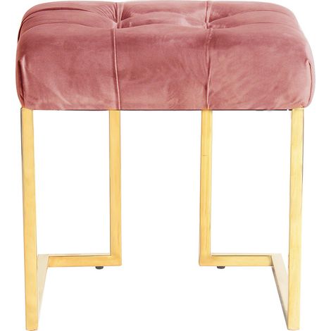 Pouf quadrato Rarity in velluto rosa antico e acciaio oro (1/3)