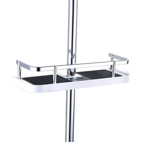 Support de douche télescopique réglable en plastique, porte-savon de rangement de salle de bain pour le stockage de savon de shampoing, 19 mm-25 mm Aucune installation de perçage requise (1/5)