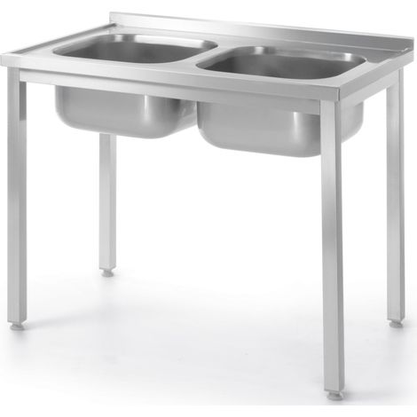 Table avec 2 éviers - vissées - 60x100xH89 cm - Hendi
