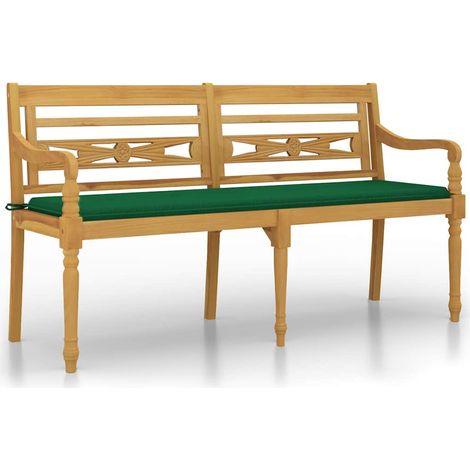 Maison Exclusive - Panchina Batavia con Cuscino Verde 150 cm Legno Massello Teak (1/5)