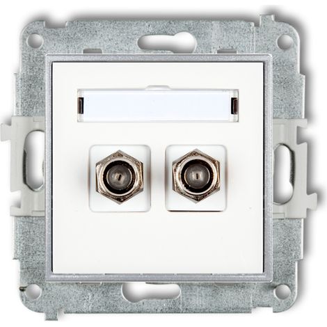 Prise d'antenne 2x sans cadre Karlik mini couleur blanc/argent (1/2)