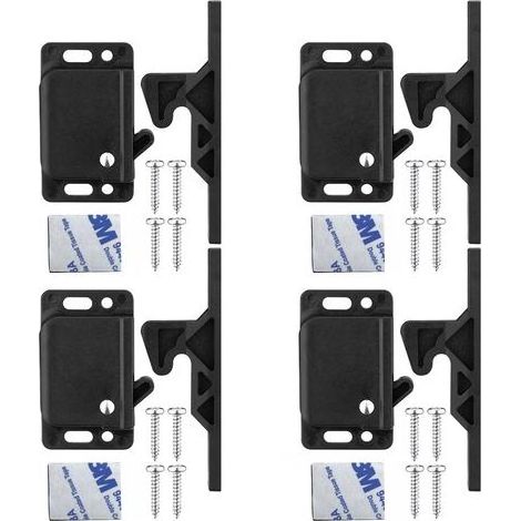 BRICOOMARKET Lot de 4 serrures de porte d'armoire en ABS avec mécanisme de loquet à poussoir, serrures sécurisées pour placard et tiroir pour caravane, camping-car, bureau, installation facile (1/5)