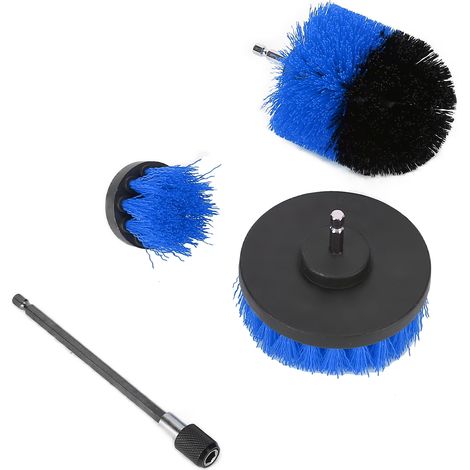 Ensemble de brosses de nettoyage électriques bleues à long manche (avec connecteur pour foret) (1/5)