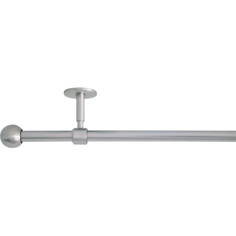 ondeco Gardinenstange 2 in 1  Ausziehbar  Wand- & Deckenmontage  Verstellbar 5-8 cm  Stabil für schwere Vorhänge  19 mm Ø  Schwarz oder Edelstahl -  Edelstahl-Optik - 120-210 cm