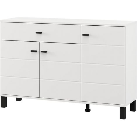 Credenza Uyuni, Madia 3 Ripiani, un Cassetto, 3 Ante, 116x35x78h cm Bianco