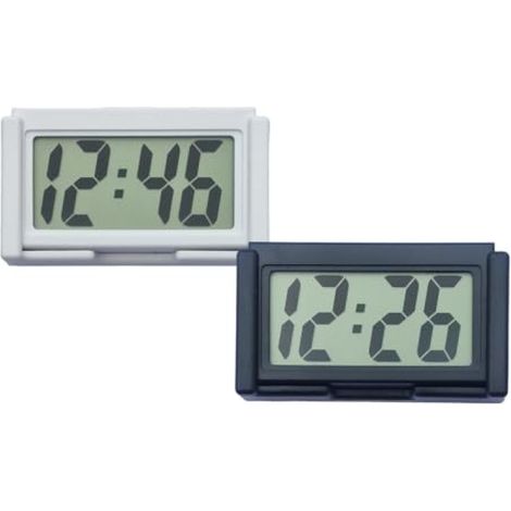 Mini horloge électronique avec 2 aimants à ventouse pour tableau de bord de voiture, à coller sur la sortie d'air (noir et blanc) (1/5)