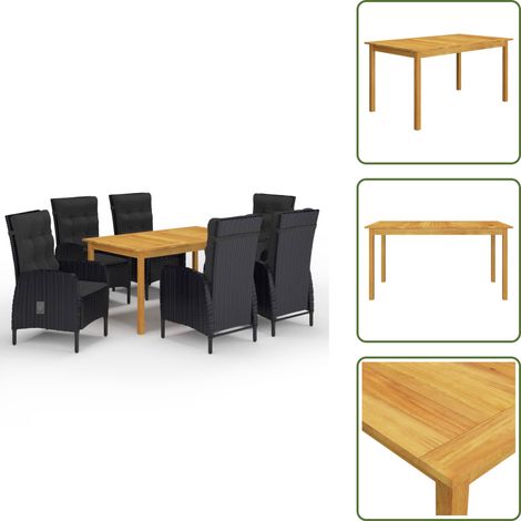 Ensemble à manger de jardin 7 pcs Noir - Ensemble Salon De Jardin - Mobilier De Jardin - Table De Jardin - Chaises De Jardin - Acacia Massif (1/5)