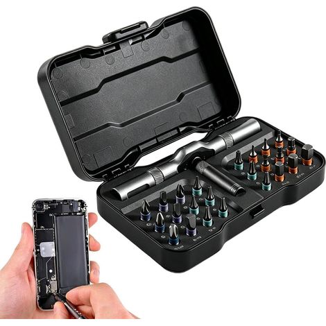 Kit de tournevis à cliquet Clé en T de Précision Portable Tournevis À Cliquet Avec Coffret pour la maison montre lunettes ordinateur électroménager voiture (1/5)