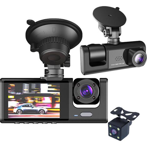 2 caméras embarquées, Divers accessoire de portail, 1080p, grand angle 170°, vision nocturne, enregistrement triple canal avant/intérieur/arrière, écran IPS 2 pouces (1/5)