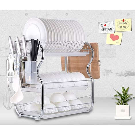 Hofuton Égouttoir à Couverts Égouttoir à Vaisselle en Inox 3 Étages Option 1 (1/5)