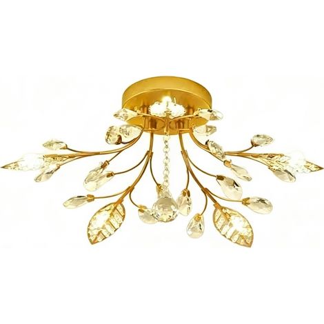Plafonnier en cristal sans source lumineuse - avec projecteur plafonnier moderne en cristal semi encastré (1/5)