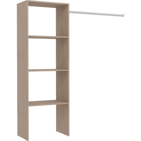 Vestuario de madera, 3 estantes, un armario: 160x40x180 ELYSEE