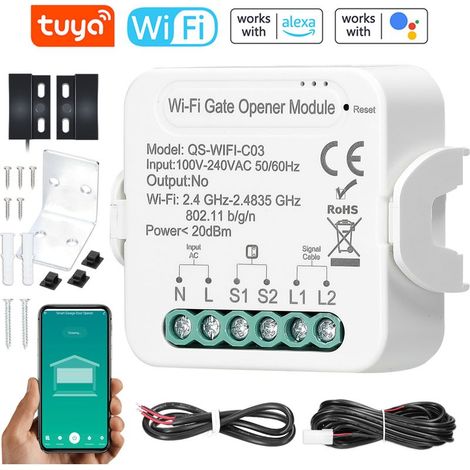 Tonysa – Interrupteur connecté pour volet roulant WiFi – Compatible Alexa et Google Home – Commande vocale et minuterie – Installation facile (1/4)