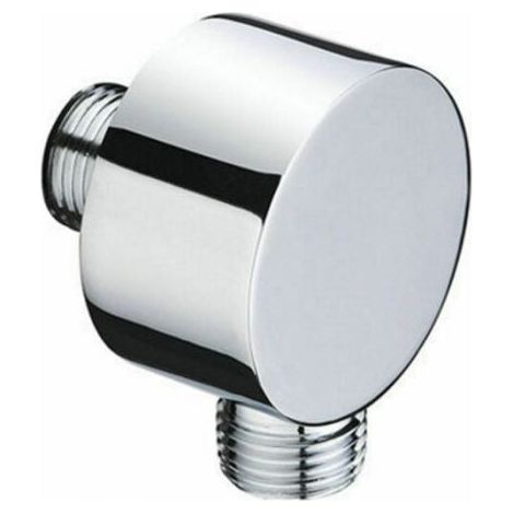 Round fitting - Chrome wall elbow - Brass - 1/2" - Sandblasted fitting - Wall-mounted shower head (1/5)